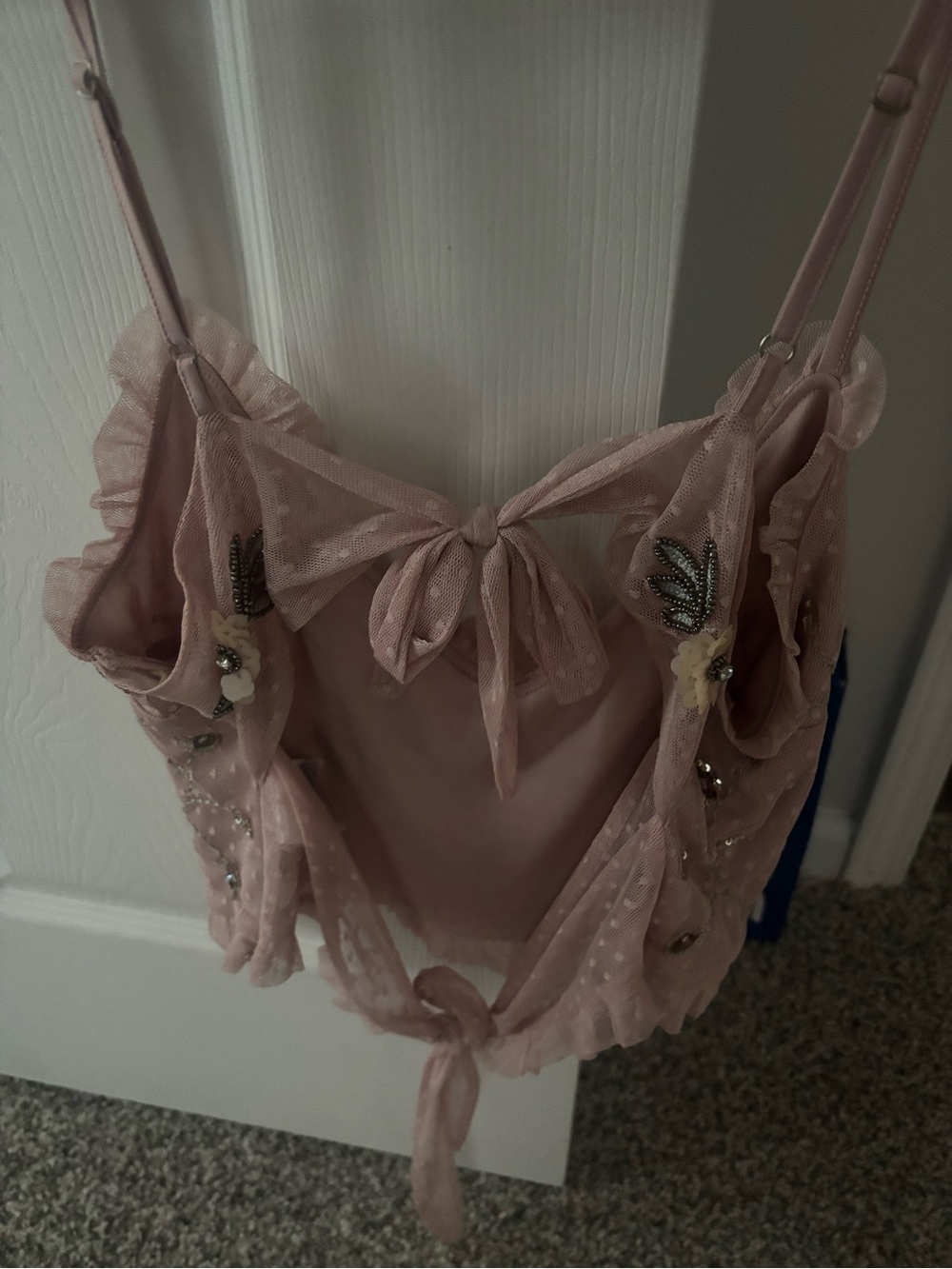 H&M Pink Embellished Floral Tie-Back Tank Top - Picture 2 of 2